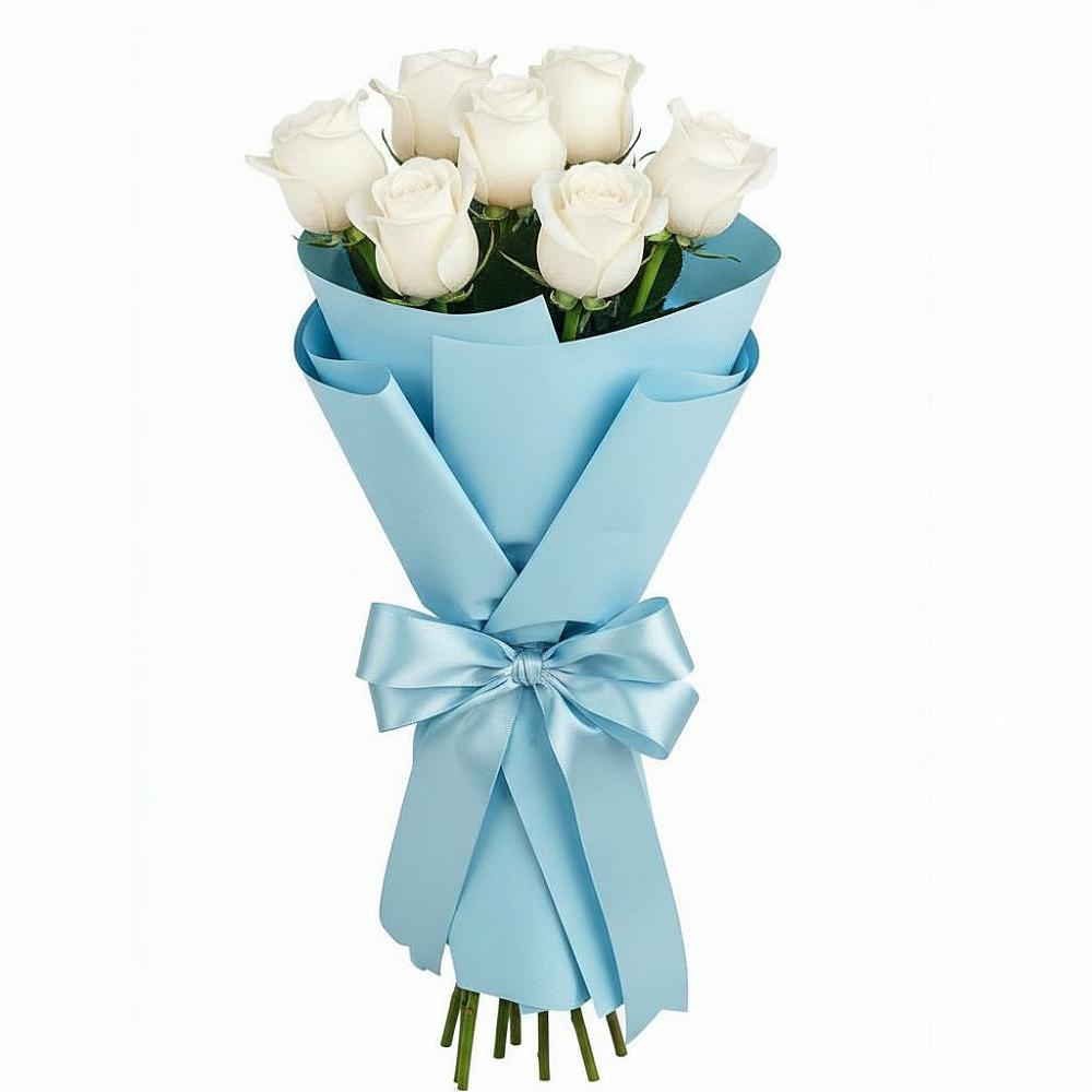 Букет 7 белых роз Проуд в Джедугхабль