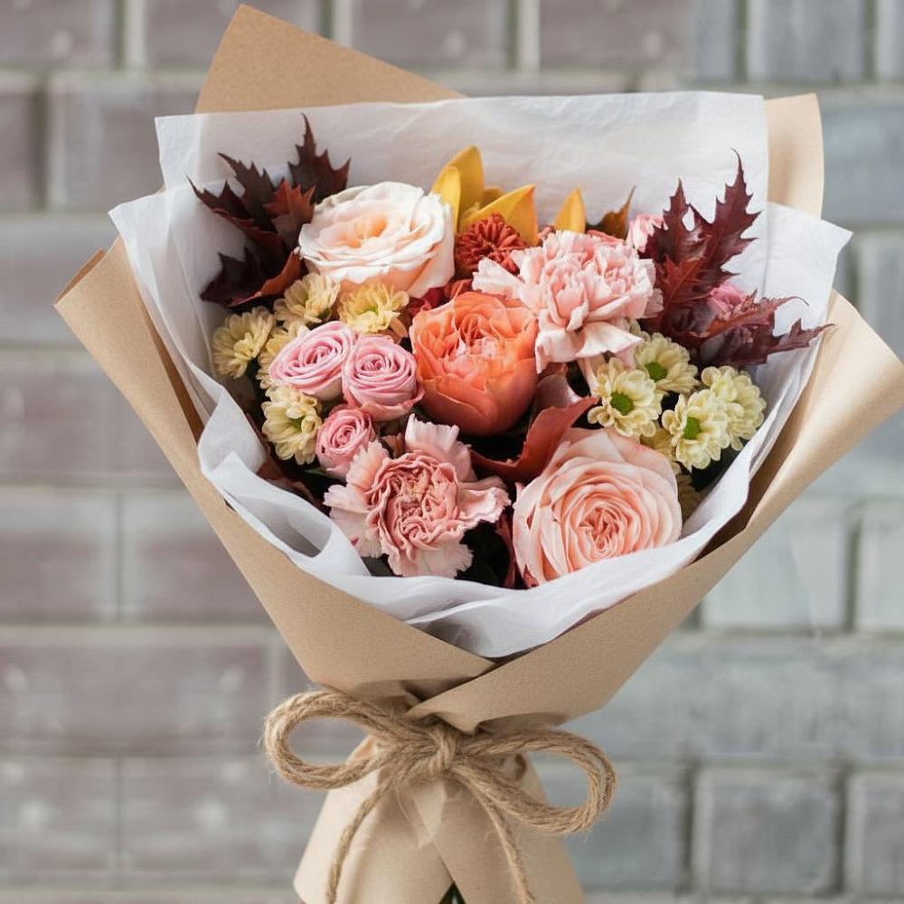 Букет цветов из: Гвоздики, Хризантемы и Розы в Джедугхабль