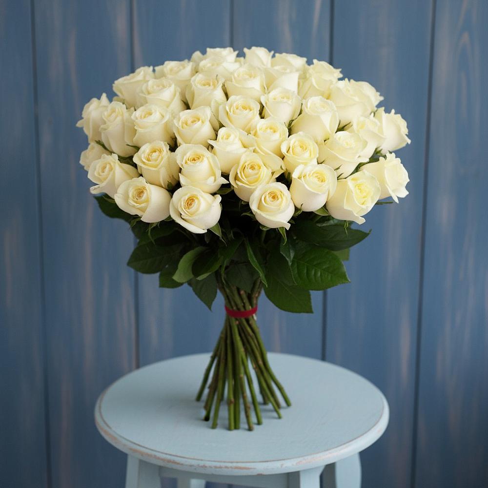 Букет 51 Белая роза Эдлесс Лав в Джедугхабль