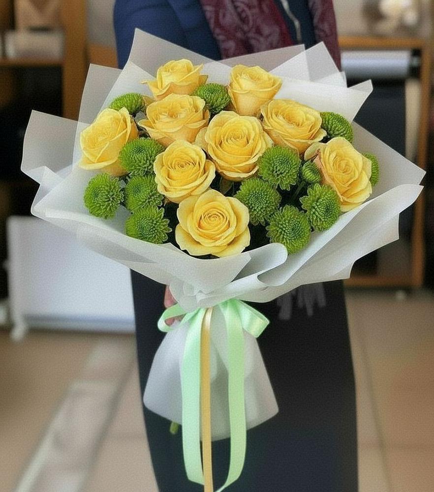 Букет цветов из: Хризантемы и Розы в Джедугхабль