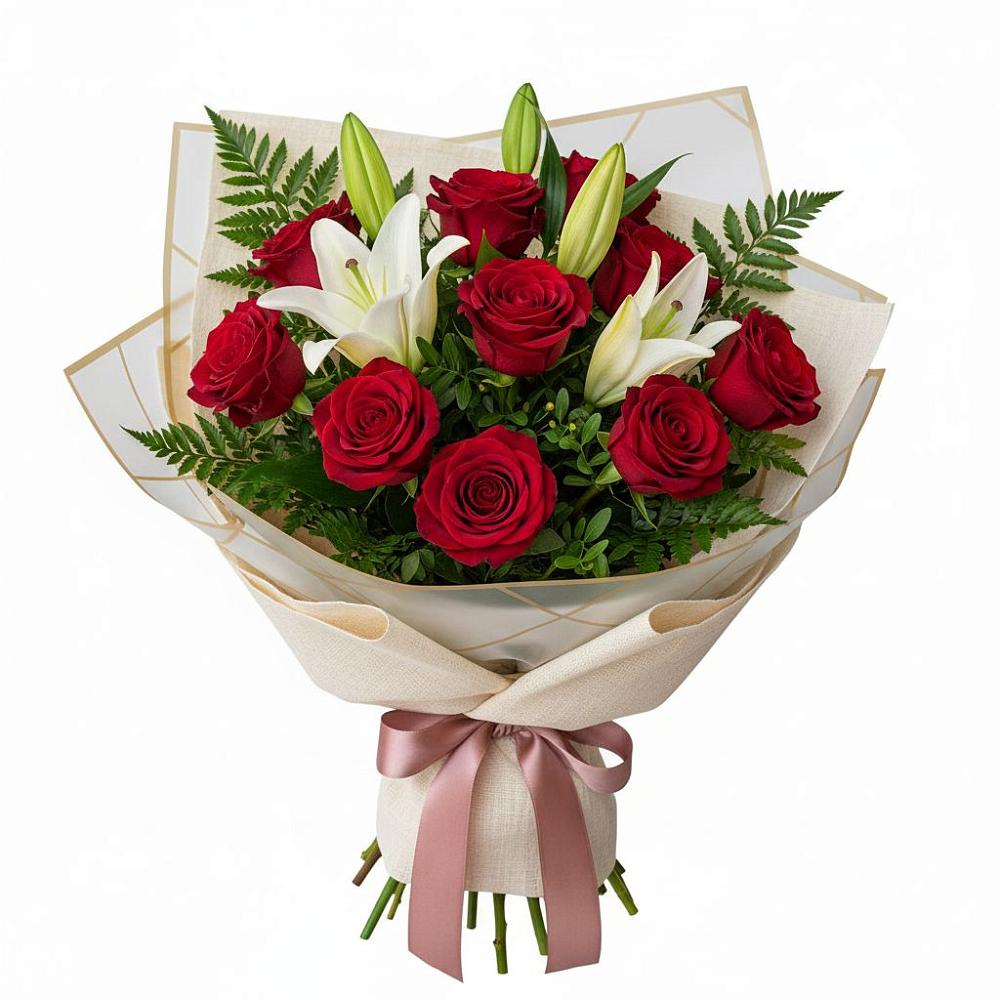 Букет цветов из: Лилии и Розы в Джедугхабль