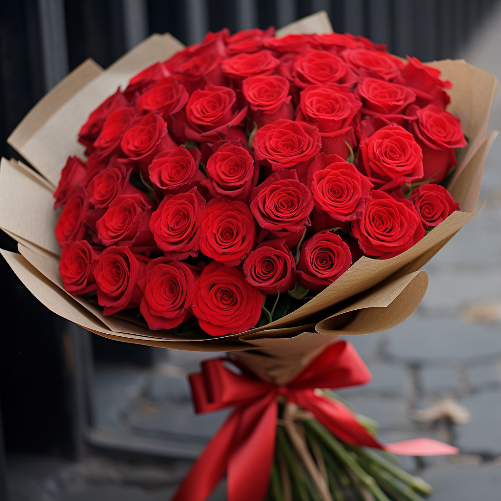 Букет 51 Красная роза Эдлесс Лав в Джедугхабль