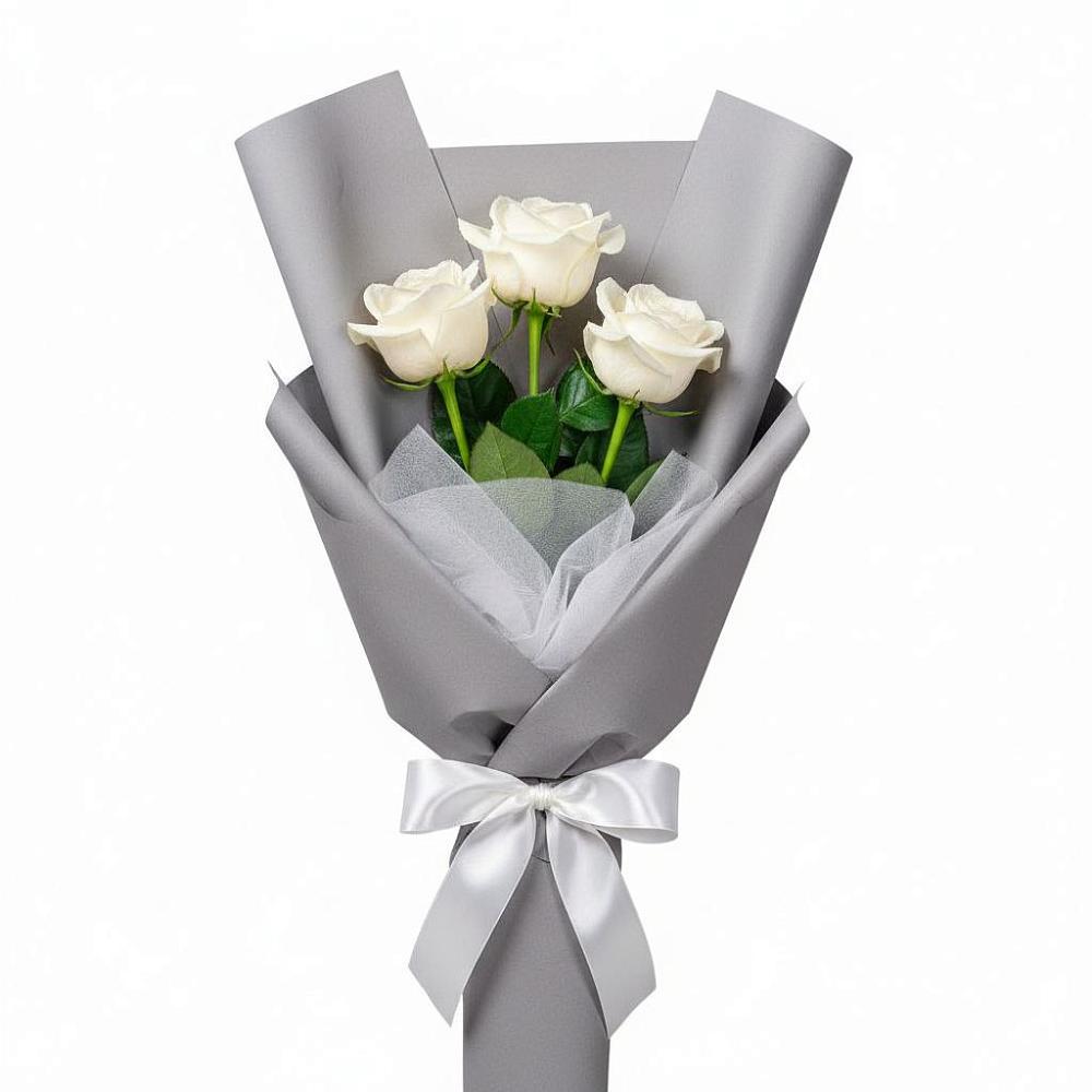 Букет 3 белые розы в Джедугхабль