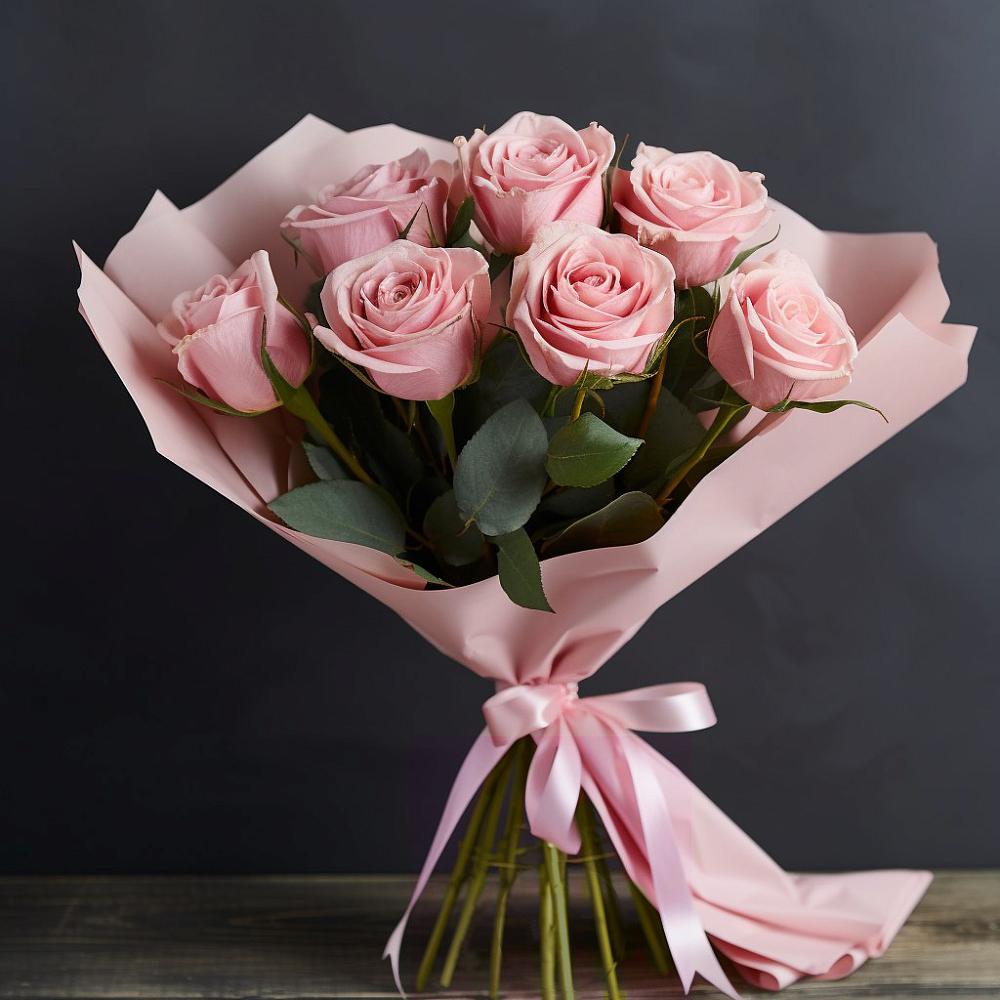 Букет 7 розовых роз в Джедугхабль